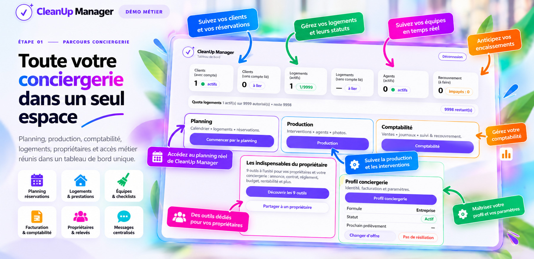 CleanUp Manager — Toute votre conciergerie dans un seul espace